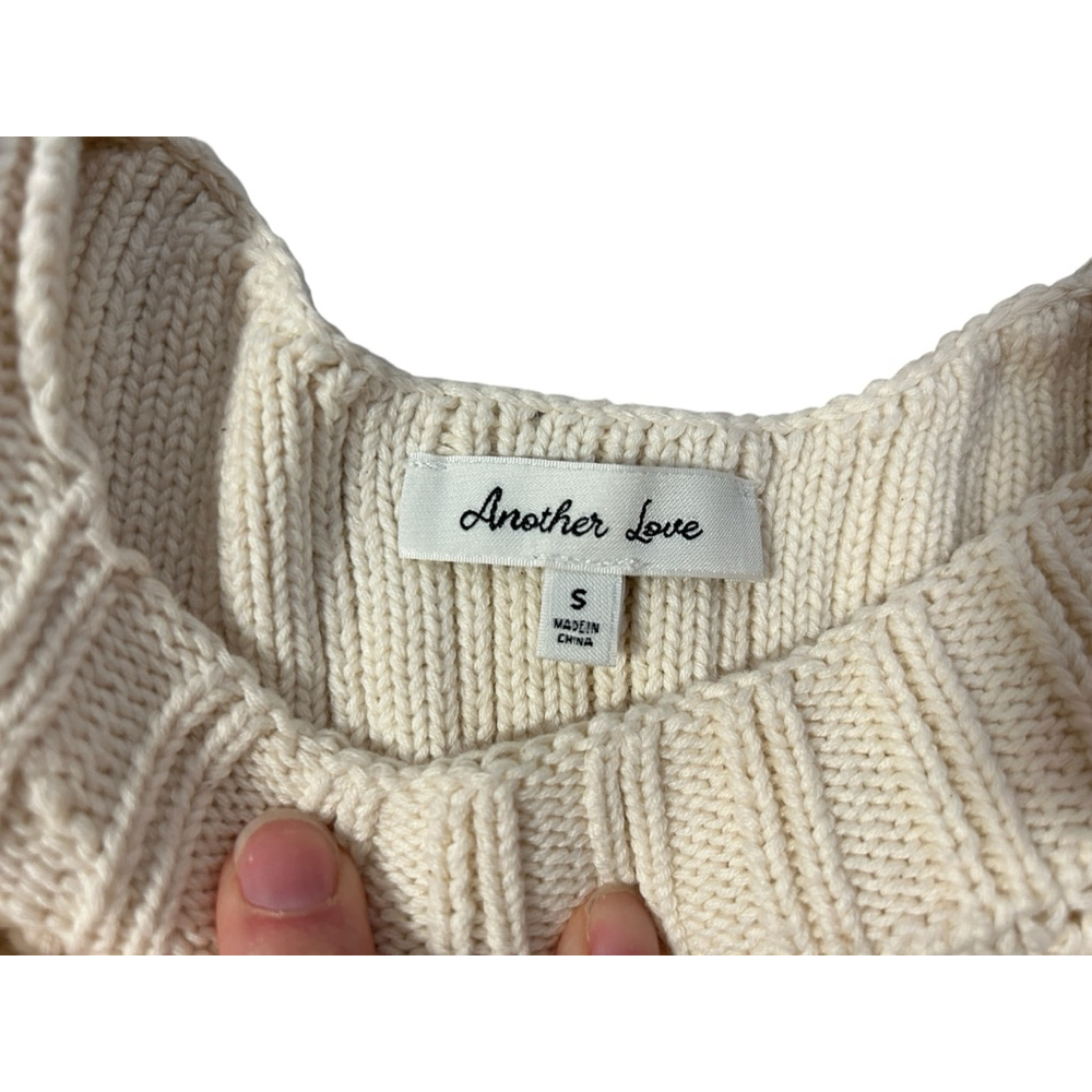 Another Love Beige Knit Crew Neck Sweater S - Picture 2 of 8